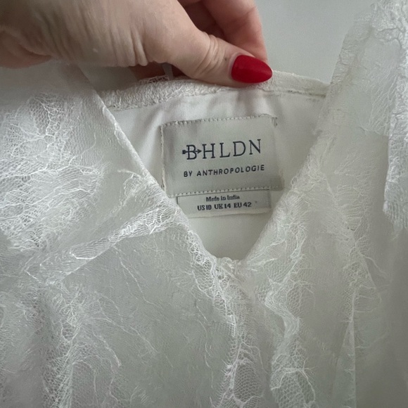 BHLDN Jia Bias-Cut Lace Ruffled V-Neck Gown - Picture 6 of 8